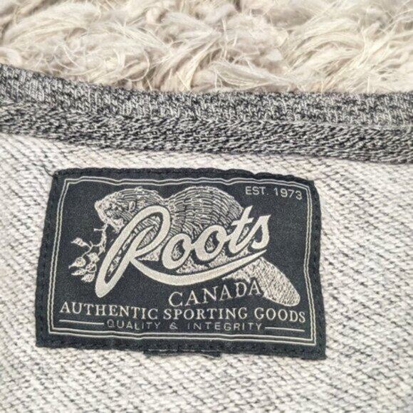 Roots pink & gray salt and pepper crew neck pullover sweater - Picture 5 of 6